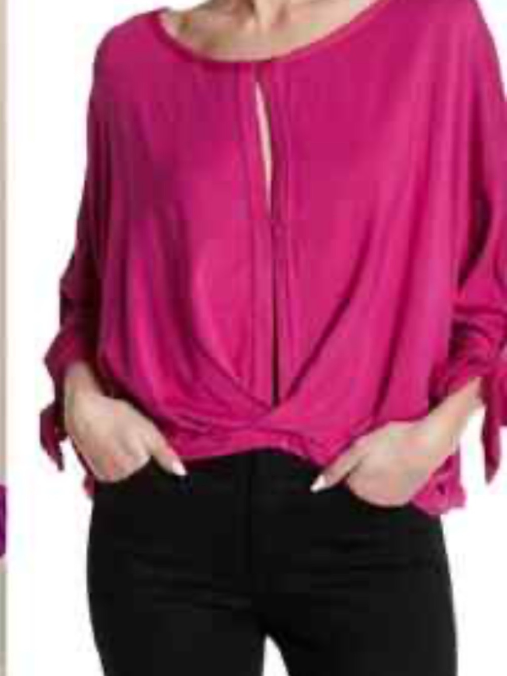 Free People Magenta Twist-Front Keyhole Blouse size medium